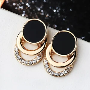 Boucles d'Oreilles Rondes Géométriques en Cristal Acrylique – Bijoux Glamour et Élégants pour Femme, Breloques Circulaires Chic, Mariage, Soirée & Cérémonie