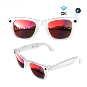 Lunettes Intelligentes avec Caméra 8 MP – Wi-Fi, Contrôle Tactile, Traduction IA et Réduction du Bruit