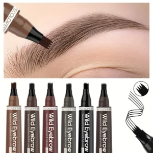 Stylo à Sourcils Waterproof 4 Pointes – Effet Tatouage Longue Tenue, 6 Couleurs