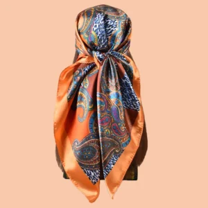 Foulard Carré en Satin 90 × 90 cm pour Femme – Accessoire Mode Polyvalent, Plage & Cheveux