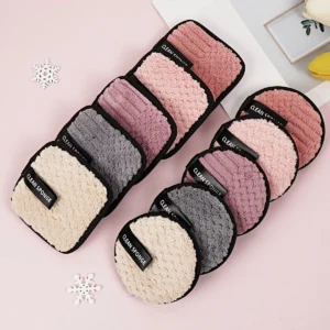 MAANGE Lot de 10 Cotons Démaquillants Réutilisables en Microfibre – Tampons Lavables pour Démaquillage, Nettoyage du Visage et Soins de la Peau