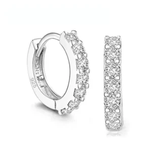 Boucles d'Oreilles Créoles Femme en Cristaux Zircon Plaqué Argent 925 – Bijoux Élégants, Mode Femme, Cadeau Saint-Valentin, Noël, Anniversaire