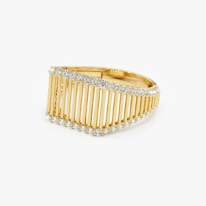 Bague Luxe Géométrique en Zircon – Argent 925 Plaqué Or | Bijou Chic et Glamour pour Femme