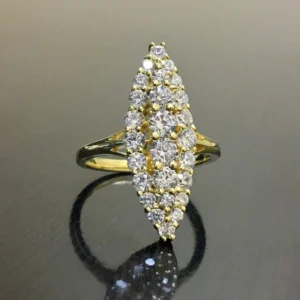 Bague Femme Dorée Marquise Pavée de Zircons – Élégante et Tendance