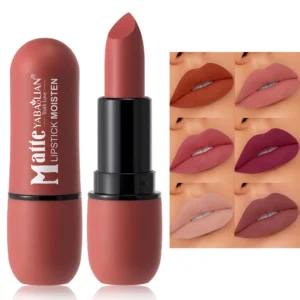 Rouge à Lèvres Mat Velours – Waterproof, Longue Tenue, 6 Couleurs Intenses