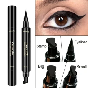 Eyeliner Liquide Noir avec Tampon Cat Eye – Anti-Bavures, Imperméable, Longue Tenue