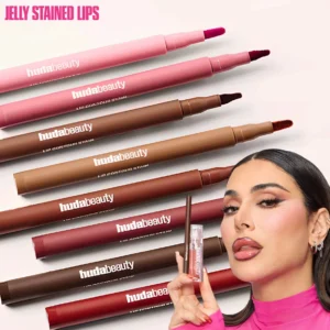 Huda Beauty – Crayon à Lèvres Velours Mat Imperméable Marron, Nude & Rouge Cerise Longue Tenue