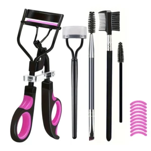 Ensemble Recourbe-Cils avec Tampons de Rechange – Kit Maquillage 7 ou 15 Pièces avec Brosses Mascara, Applicateurs et Accessoires pour Cils