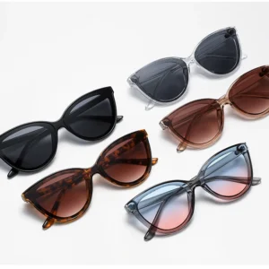 Lunettes de Soleil Cat Eye Grand Cadre pour Femme – Style Rétro Minimaliste, Verres Dégradés UV400