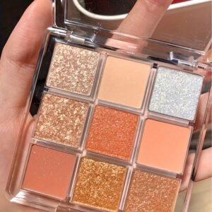 Palette de 9 Fards à Paupières Neutres – Finitions Mattes & Nacrées, Style Coréen Longue Tenue
