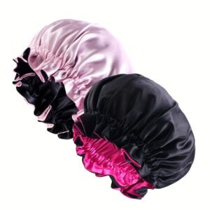 Lot de 2 Bonnets en Satin Double Épaisseur Style Africain | Bonnet de Nuit Soins Capillaires