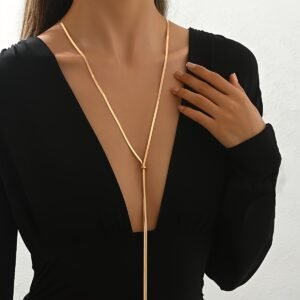 Collier Chaîne Serpent en Y Réglable Plaqué Or 18 Carats pour Femme – Pendentif Élégant, Bijou Glamour Chic pour Quotidien, Soirée et Cadeau