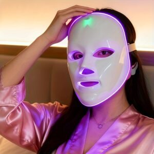 Masque de Beauté LED 7-en-1 pour Visage et Cou | 60 Perles, 7 Couleurs, Recharge USB