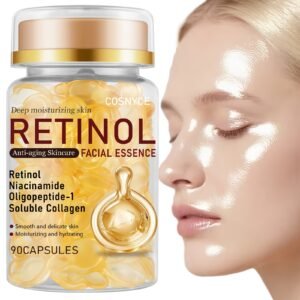 Sérum Visage au Rétinol en Capsules – 90 Capsules à Usage Unique | Collagène, Niacinamide, Hydratation Intense, Soin Anti-Âge, Absorption Rapide
