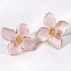 Boucles d'Oreilles Fleur à Quatre Pétales Colorées – Bijou Tendance et Élégant pour Femme