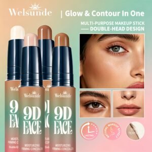 Stick Contouring Visage Double Tête 9D 2-en-1 – Contour & Illuminateur Longue Tenue 8H, Waterproof, Non-Oxydant, Sculpteur Facial Multi-Usage