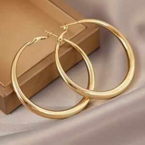 Lot de 2 Grandes Créoles Élégantes pour Femme – Boucles d'Oreilles Chic et Tendance Style Luxe