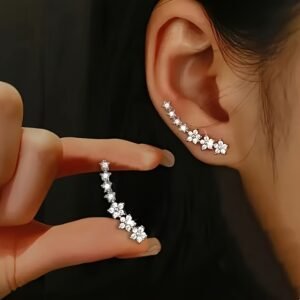 Boucles d'Oreilles Florales Élégantes à Paillettes – Bijou Raffiné Hypoallergénique pour Femme