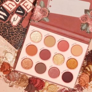 Palette de 12 Fards à Paupières Brun Chaud & Orange – Mat, Brillant et Pailleté Longue Tenue Waterproof