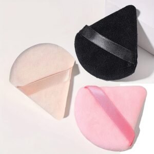 Lot de 3 Éponges Triangulaires à Poudre pour Maquillage | Houppettes Douces avec Support Doigt