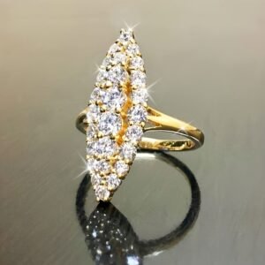 Bague Vintage Femme en Zircon Coupe Marquise – Bijou Élégant Style Français pour Toutes les Occasions