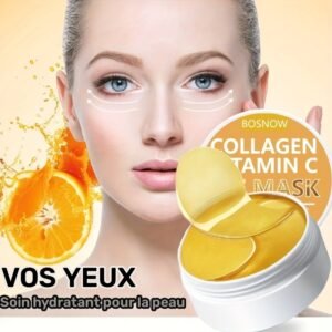 60 Masques Contour des Yeux au Collagène & Vitamine C – Patchs Hydrogel Hydratants, Éclaircissants et Anti-Fatigue, Hypoallergéniques, Tous Types de Peaux