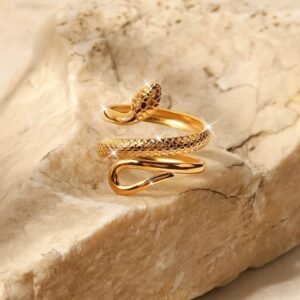 Bague Serpent Réglable pour Femme en Acier Inoxydable 304 – Bijou Élégant, Glamour et Tendance pour Quotidien, Soirées et Vacances